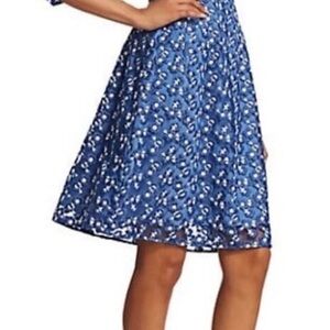 Lela Rose Blue Floral A-Line Cocktail Dress